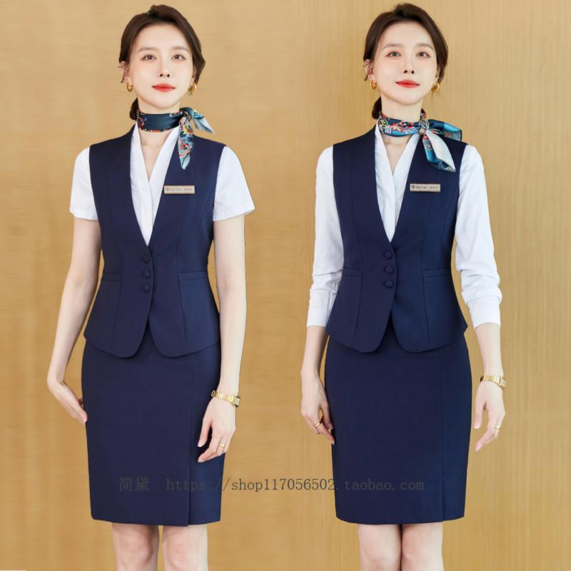 职业西装马甲套装女气质美容师酒店前台会务接待服务员工作服工装