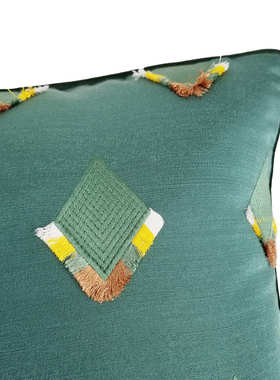 新中式墨绿色刺绣提花设计师个性抱枕沙发餐椅靠垫套45x45cm