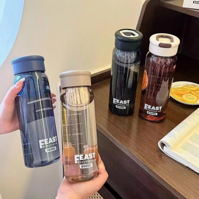 时尚简约运动水杯森系美拉德风便携塑料杯带茶漏学生随手杯情侣杯