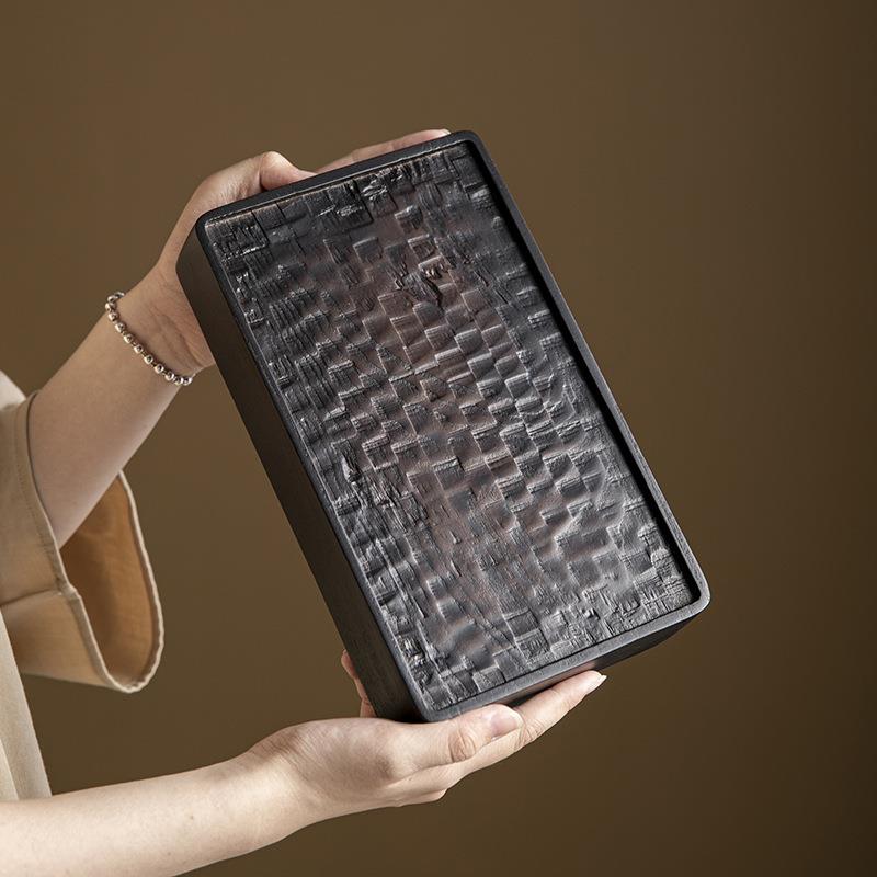 炭烧白蜡木云景茶台干泡盘小型茶盘中式茶具壶承托盘长方形茶壶垫