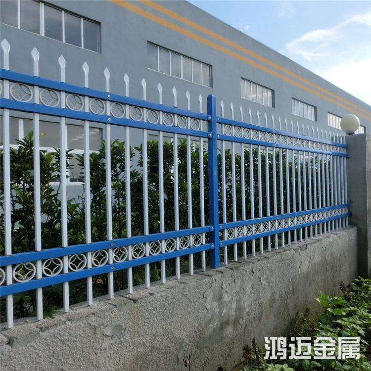 厂家供应小区围墙护栏庭院喷塑锌钢围栏 厂区四横杆带圈铁艺护栏