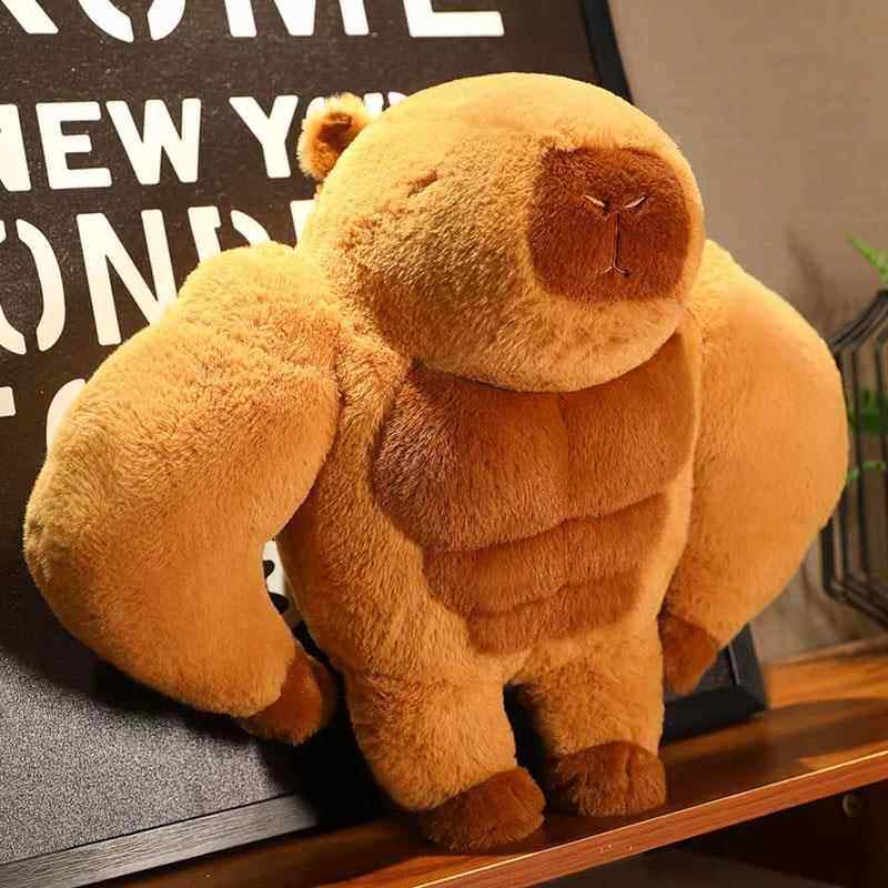 肌肉卡皮巴拉玩偶送女朋友猛男抱枕毛绒玩具水豚娃娃公仔沙发摆件
