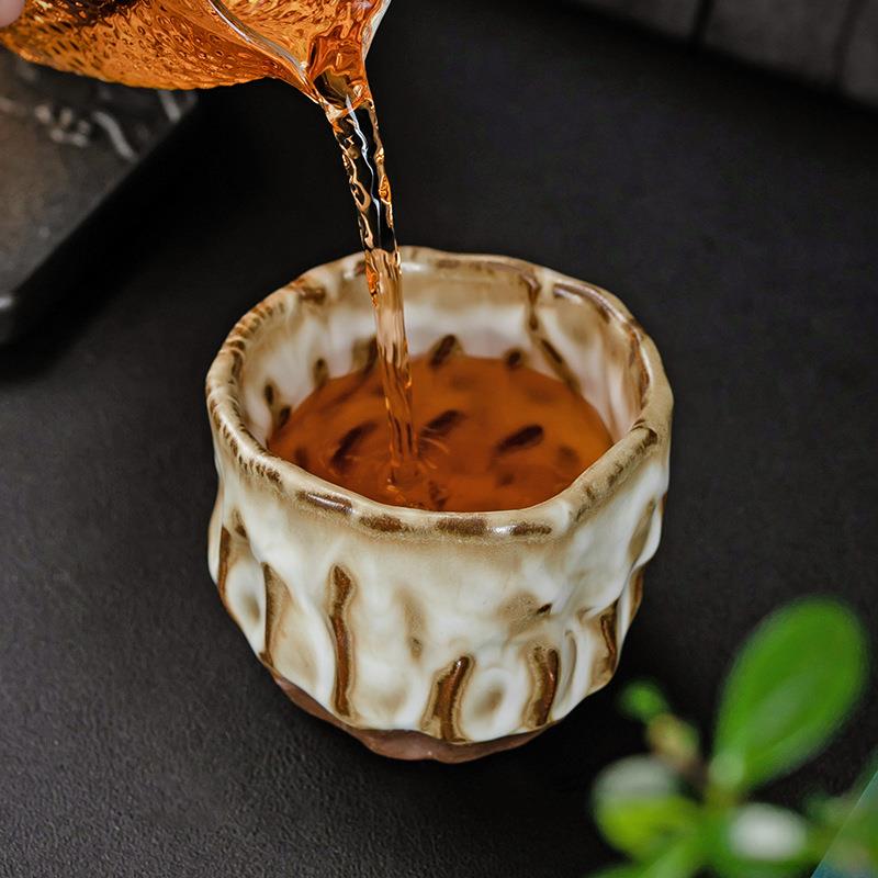 主人杯 单杯志野烧 纯手工日式茶杯 虫蛀 茶道 陶瓷家用 茶具杯子