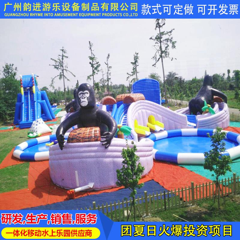 大型移动水上乐园设备丛林探险水池滑梯组合儿童乐园设备支架水池