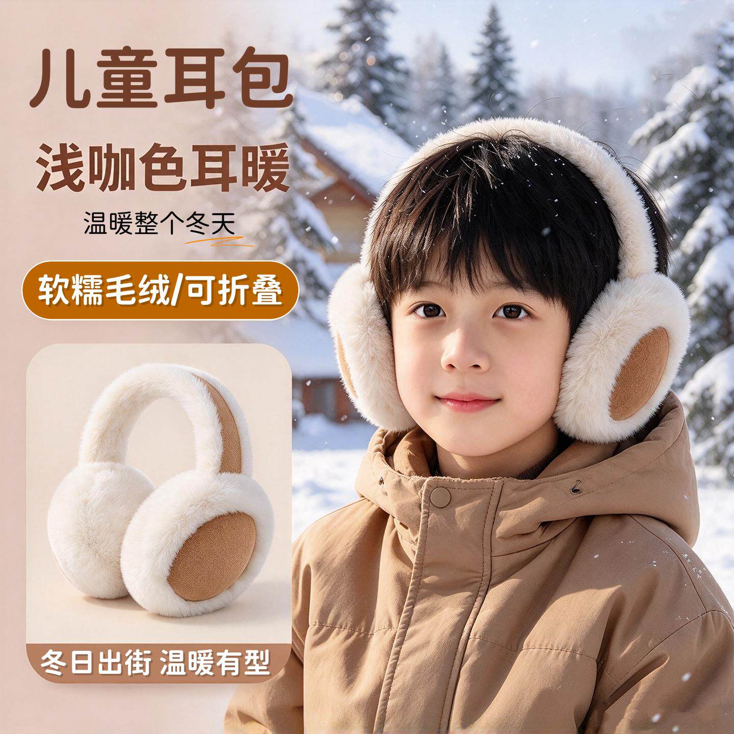 儿童耳罩冬季可折叠男孩女童小学生保暖毛绒耳套防寒耳捂子耳暖