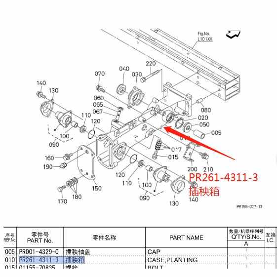 PR261-43113久保田高速插秧机配件 原厂插植箱壳体插秧链条箱外壳