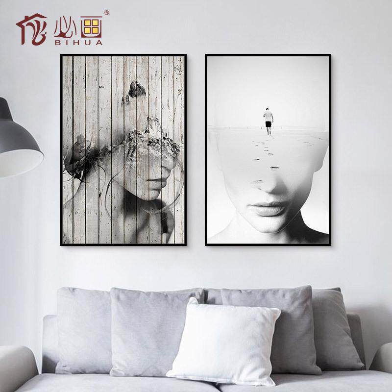 必画厂家北欧客厅装饰画 家居挂画喷绘玄关画竖版抽象画