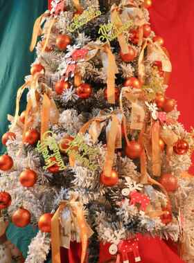 白色诞树家圣用套餐1.5/2.1米加密植绒蝴蝶结雪EAX落诞节摆圣件