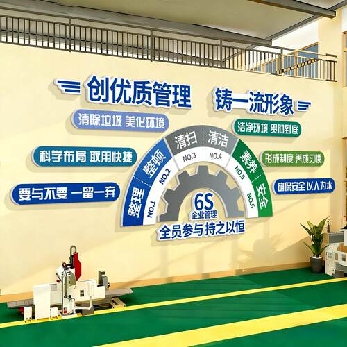6s管理文化墙标识牌公司车间办公室看板安全生产宣传展板墙布贴置