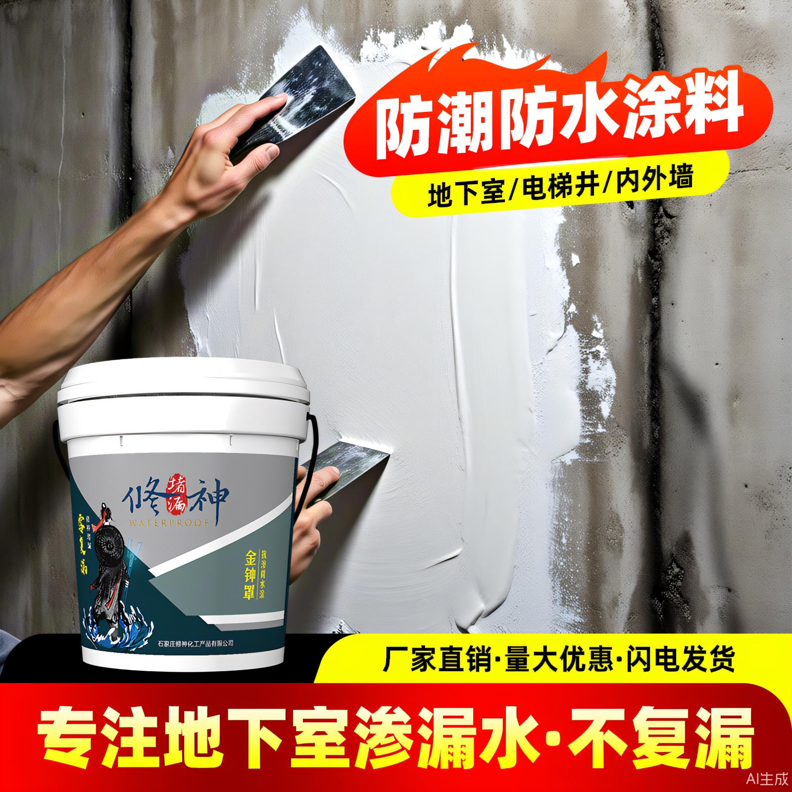 背水面防水涂料专用内墙面补漏抗渗负压胶地下室防潮防霉反碱材料