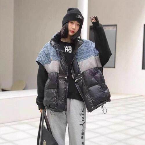 Standing collar down vest women's new white duck down