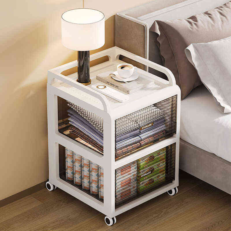 守一新款手推车置物架折叠带滑轮多功能移动式杂物多层抽屉收纳柜