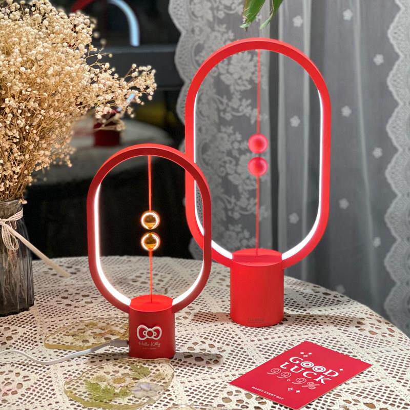 平衡灯智能轻奢喜灯红色结婚长明灯一对创意定制新婚婚房床头台灯