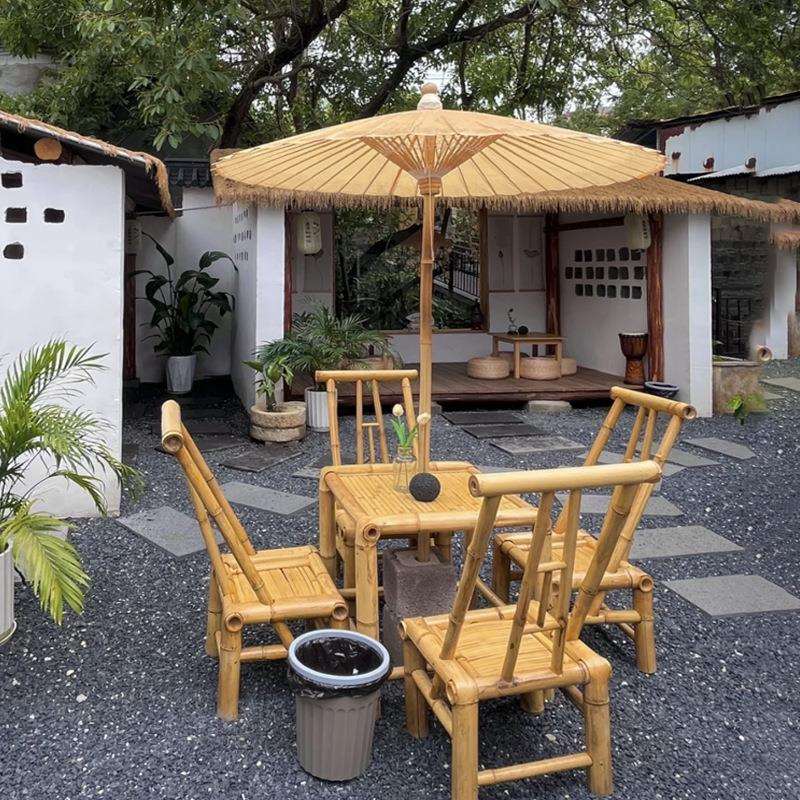 餐椅庭院罐罐茶户外民宿竹椅竹桌老式竹凳围炉煮茶茶几靠背椅家用