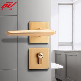 室内房门锁静音磁吸分体锁卧室卫生间门把手家用金色法式 机械门锁