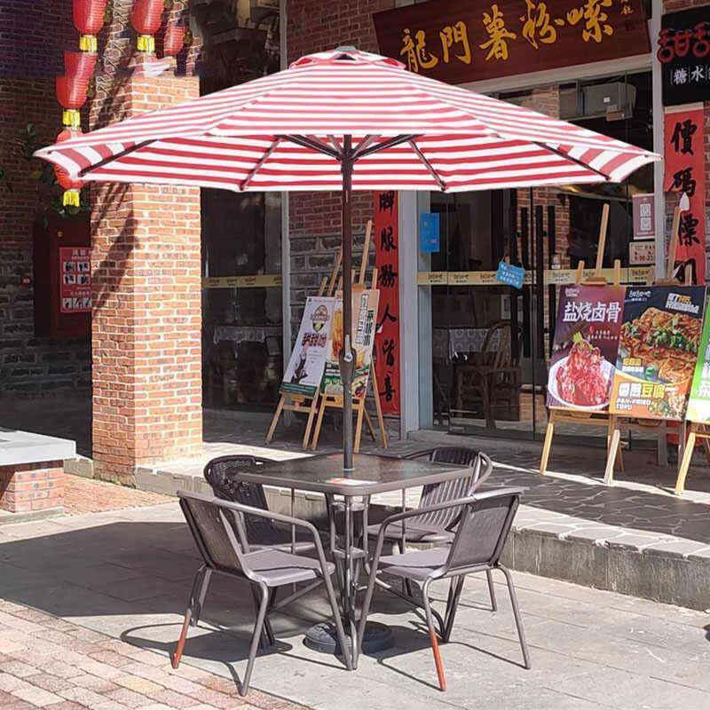 商用条纹伞户外桌椅遮阳中柱伞太阳伞防晒庭院室外咖啡厅摆地摊伞