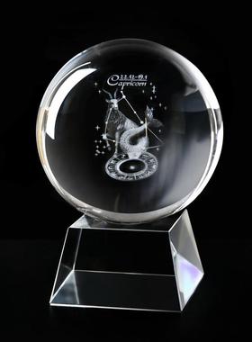 高档特价高档透明白水晶球摆件朋 十二星物座球送友生装日礼家居