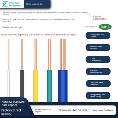 特氟龙线高温线Bv单芯裸铜0.5/1/1.5/2//2.5/4家用家装开关接线