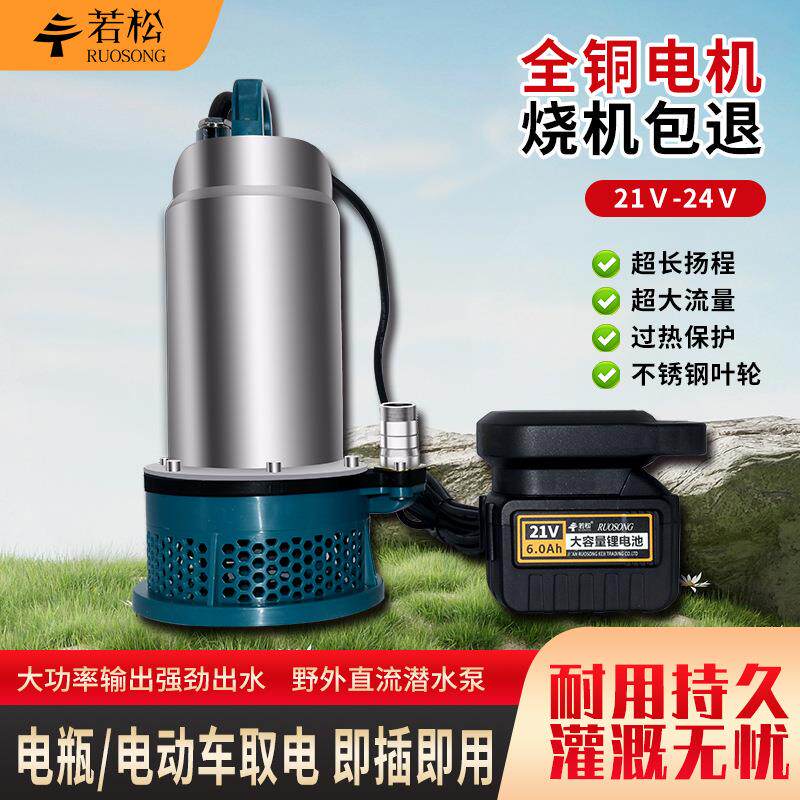 无线便携锂电动专用抽水泵24V21V直流潜水泵家用农用浇菜灌溉水泵