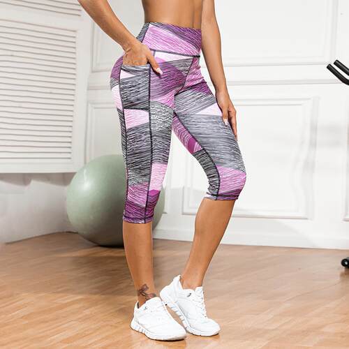Splicing yoga captcha pants with women's side pockets and