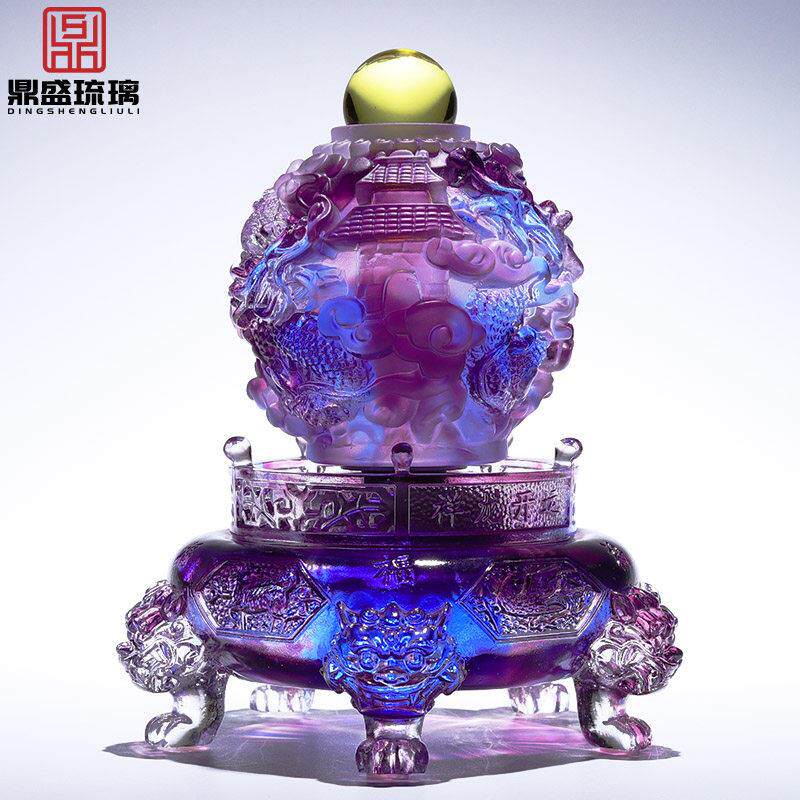 九转干坤琉璃生肖龙聚宝盆招财聚财旋转风水摆件吉祥物开业礼物