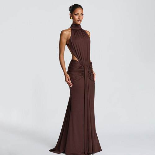 Banquet evening dress, long skirt, backless fishtail skirt