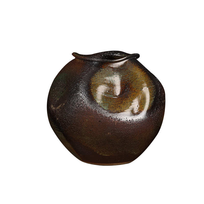 粗陶花瓶陶罐花盆仿古做旧盆复古土民宿摆件软装饰品花瓶侘寂风