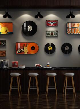 烧烤饭店墙面装饰画 画清吧咖啡厅KTV包厢音乐黑胶唱片工业风壁挂