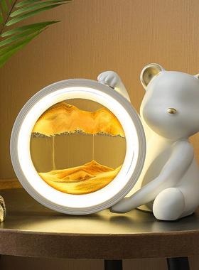 小熊树脂流沙摆件礼物创意台灯遥控沙漏客厅卧室家居生日装饰送礼