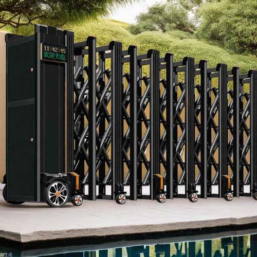 伸缩门电动大门学校不锈钢别墅自动折叠铝合金工厂推拉收缩门大门