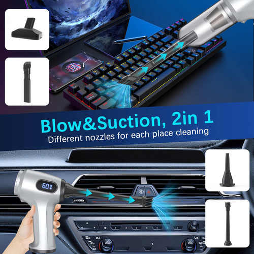 车载吸尘器小型大吸力家用车用便携式充气两用手持汽车吹尘器批发