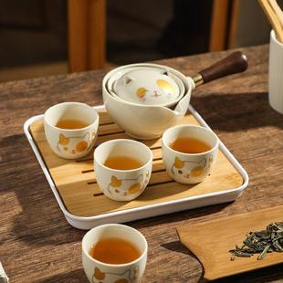 舍里 家用自动旋转茶壶 懒人泡茶神器便携式 旅行茶具功夫茶具套装