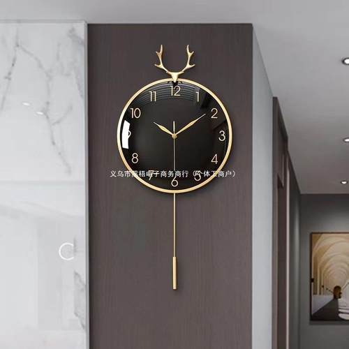 挂YLG钟客厅新20款5创意钟家用挂墙石英钟墙上静音免打孔网表红时