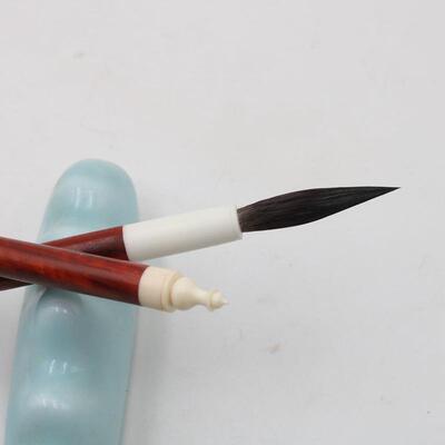 寻艺轩纯紫毫兰蕊毛笔天子万年毛笔印度小叶紫檀杆鹿角斗竞技级