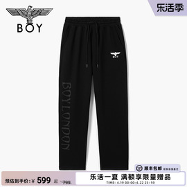 boylondon秋季情侣款裤子，印花黑色百搭时尚运动，针织长裤n15005