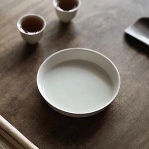 侘寂风草木灰白瓷壶承干泡台茶盘茶具茶托景德镇德化陶瓷中式托盘