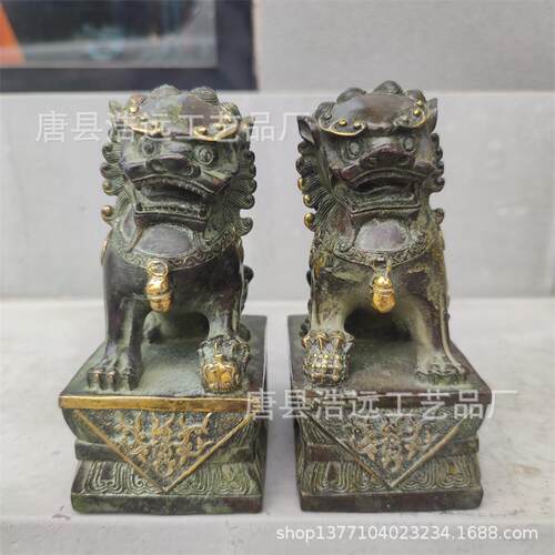 迷你古铜色做旧狮家居客厅装饰摆件 户外大型纯铜汇丰狮雕像厂