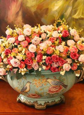 欧装HHL65874饰品陶瓷花盆覆式古花瓶餐桌摆件客厅插花花品艺摆设