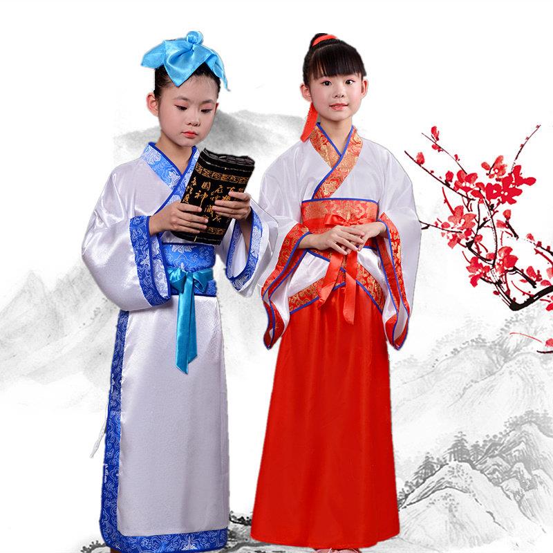 男童女童唐装汉服秦汉三国才子才女儿童古装国学弟子规书童演出服