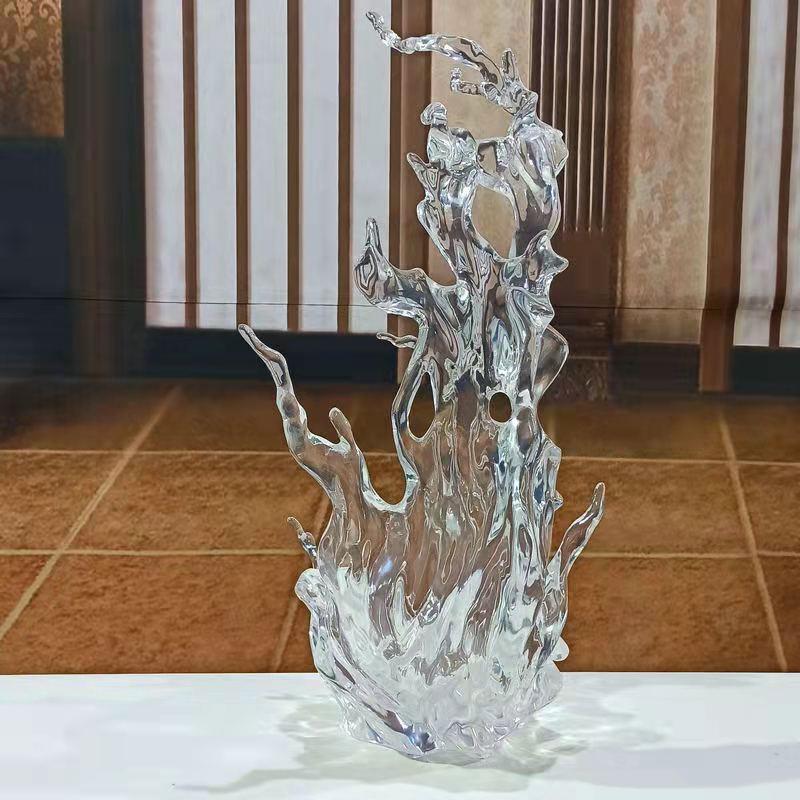 厂家直销透明树脂浪花摆件新中式现代轻奢抽象艺术家居装饰品镂空