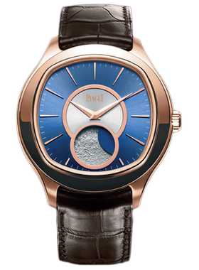 98新46.5mm伯爵黑带系列18k玫瑰金G0A34022自动机械月相男表正品