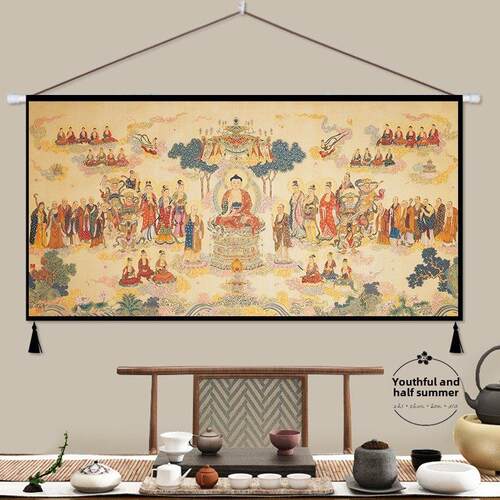 大尺寸佛缘唐卡挂画挂毯壁毯布画客厅卧室玄关背景创意墙装饰走廊