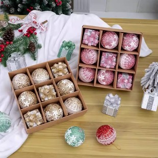 饰品创意泡沫圣诞球礼包圣诞树挂件吊饰8cm彩球多多包 圣诞节装