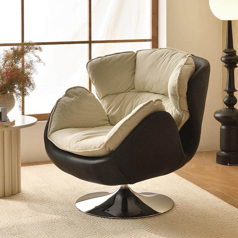 意式轻奢天鹅沙发椅单人位设计师客厅阳台书房简约可旋转休闲沙发