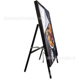 夜市门口广告牌发光led户外移动展架落地式卡布灯箱展示牌