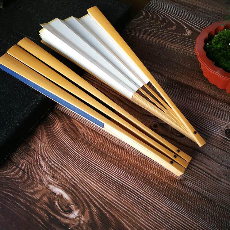 7寸8寸95寸18方水磨玉竹宣纸折扇竹扇骨空白洒金超薄扇面文玩扇