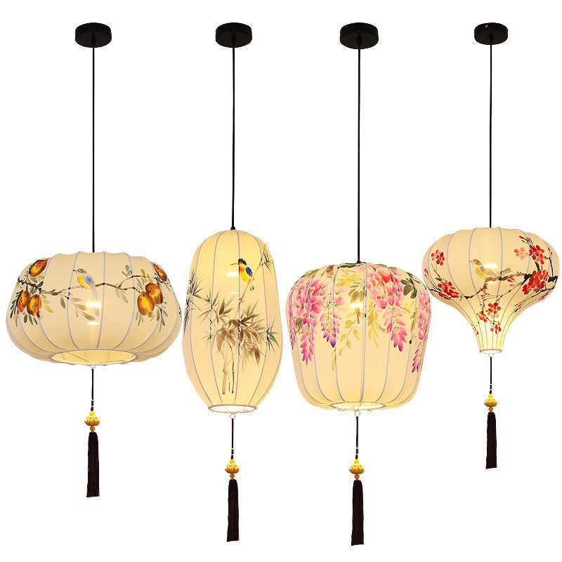 中式餐饮吊灯复古餐厅茶楼饭店中国风火锅店手绘布艺灯笼禅意灯饰,节庆用品/礼品,灯笼,淘宝优惠券,粉丝福利购,淘宝优惠卷