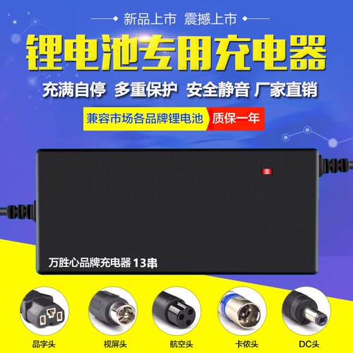 三元锂电池18650电瓶48V13串电动车54.6V6A7A8A9A10A大功率充电器