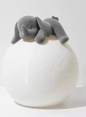 现代轻奢植绒小飞象床头灯夜灯立体植绒趴趴象树脂工艺品桌面摆件