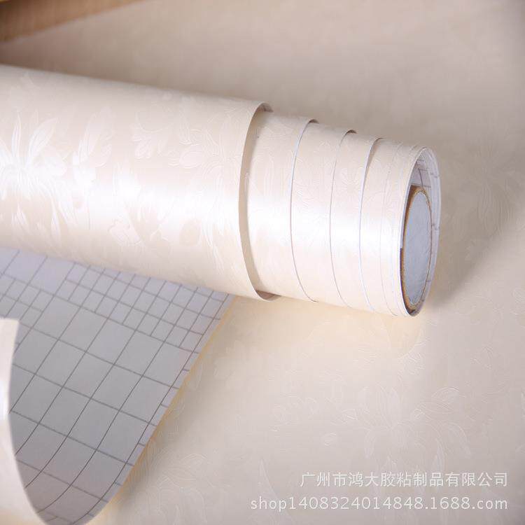 PVC自粘墙纸电视背景墙壁纸防水即时贴纸带胶卧室田园风可擦洗